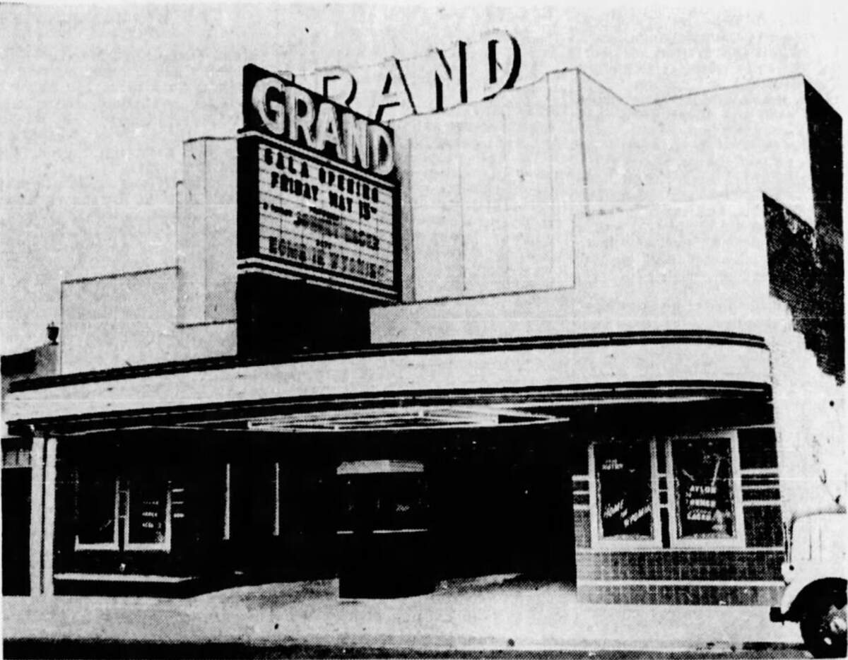 The Grand Theater’s marquee advertises the gala opening double feature – “Johnny Eager” starring Lana Turner and Robert Taylor and “Home in Wyoming” starring Gene Autry – on Del Paso Boulevard in the city of North Sacramento on Friday, May 15, 1942.