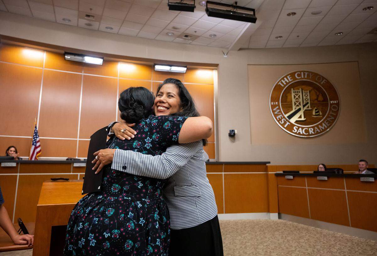 West Sacramento Mayor Martha Guerrero is sworn in to office at West Sacramento City Hall on Dec. 7, 2022, after winning her re-election without opposition. 