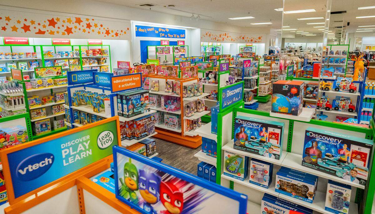 The Toys R Us section is located on the second floor of the Macy’s of Arden Fair Mall. The shelves are filled with toys on Tuesday, August 9, 2022.