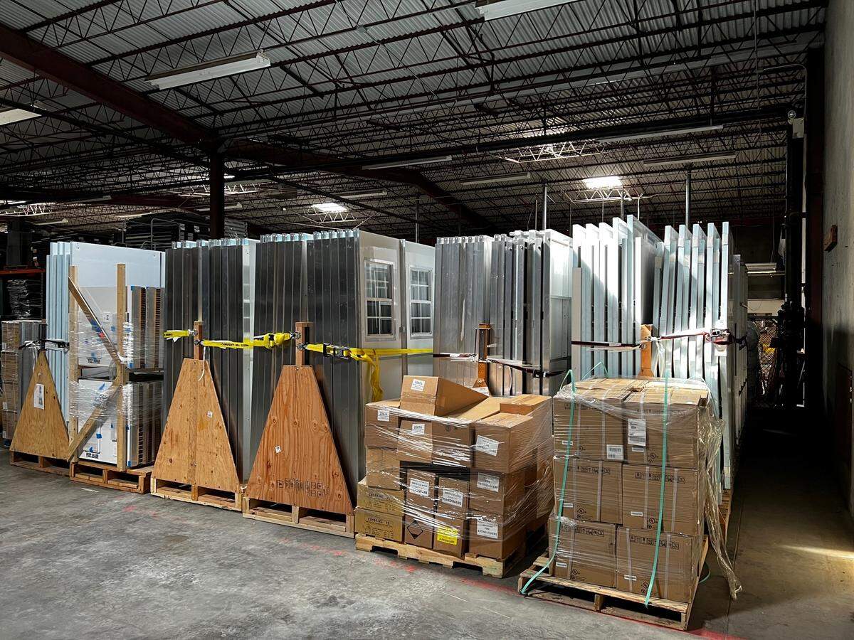 Pallet cabins for a new 100-unit tiny home community that will be built on the site of a former grocery store at 8144 Florin Road.