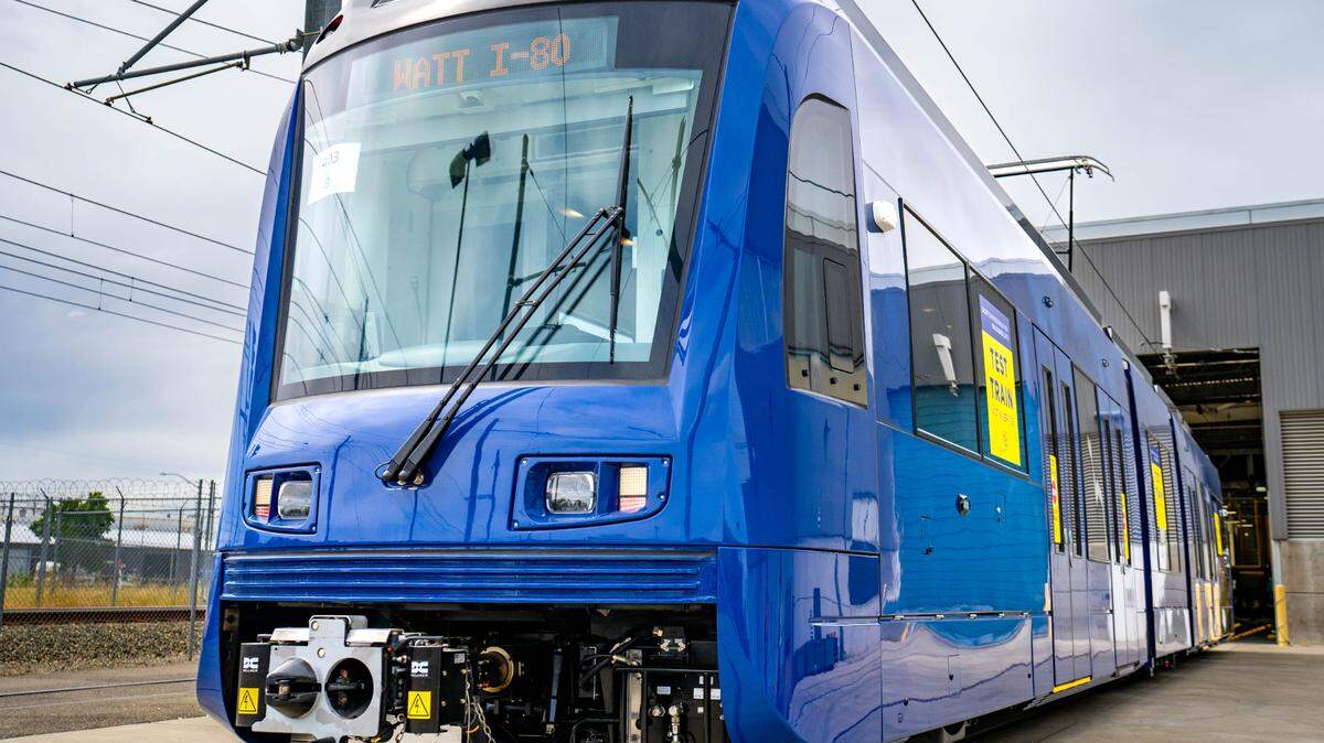 One of Sacramento Regional Transit’s new low-floor trains is demonstrated to the media at SacRT’s heavy rail facility on Wednesday, May 3, 2023. RT is hoping to staff more trains with transit ambassadors by hiring between 10 and 20 people for the position. 