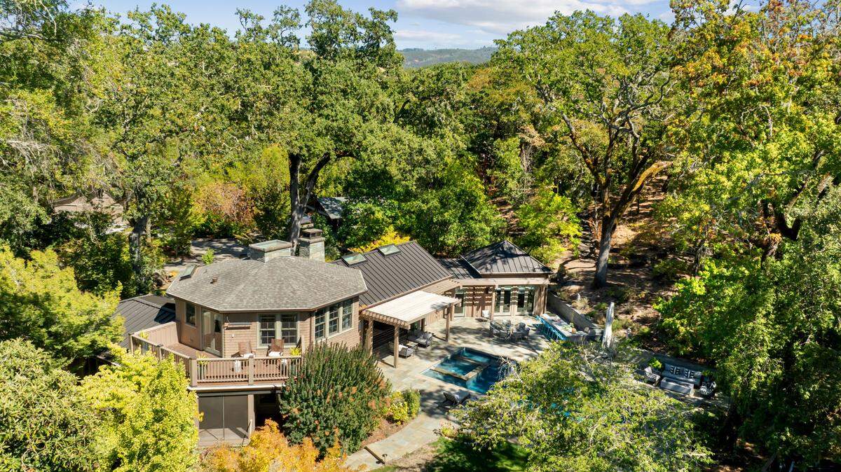 Aerial view of the Glen Ellen, California, home where Jack London lived.