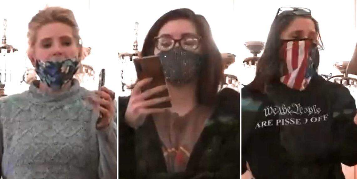 Three anti-vaccine activists threatened gun violence from the gallery of the state Senate in Sacramento, Calif., on Thursday, Jan. 14, 2021. One woman said “17 million guns were purchased in the United States ... what do you think they're going to do with that?” Another said “We didn't buy guns for nothing.”
