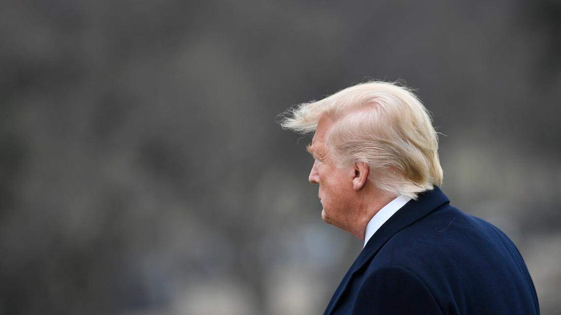 Former President Donald Trump in January 2020. He had held his tongue on the California governor’s recall election leading up to it, apart from saying it is rigged. (AP Photo/Susan Walsh)