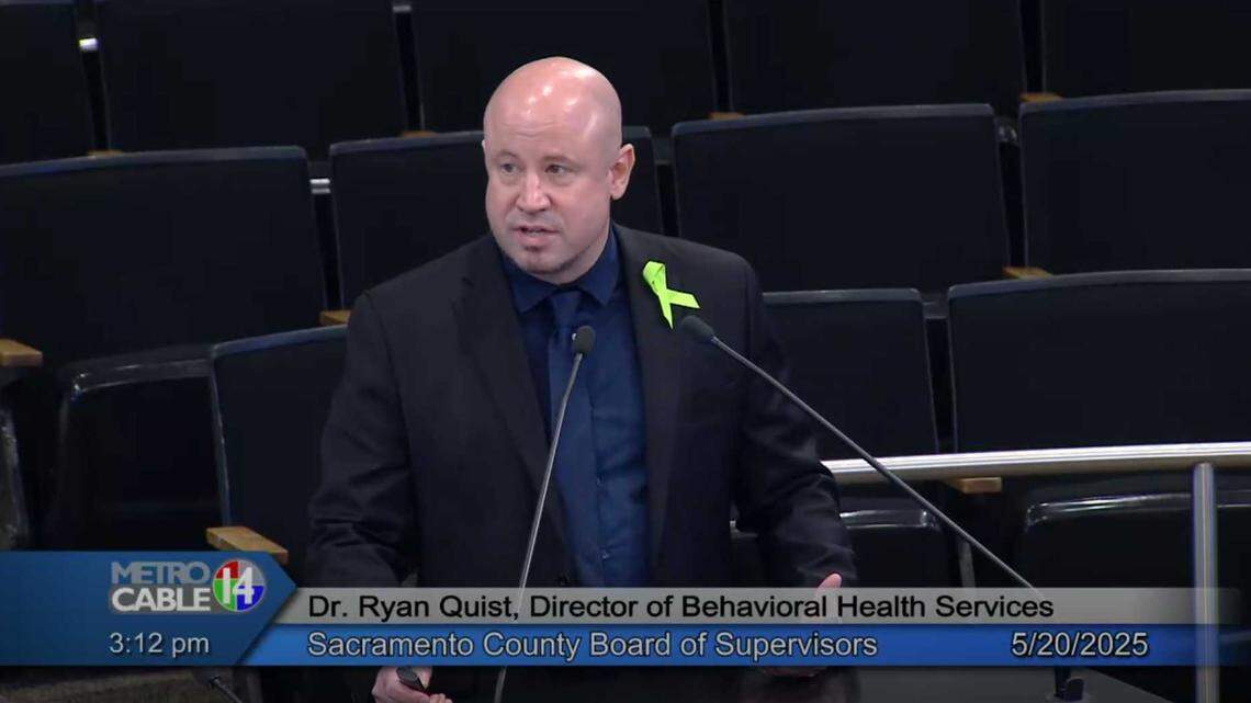 Ryan Quist, the director of Sacramento County’s behavioral health services, reviewing the guidelines of the new Behavioral Health Commission on Tuesday, May 20. The Behavioral Health Commission will include 21 members and replace the Mental Health Board and Alcohol and Drug Advisory Committee.