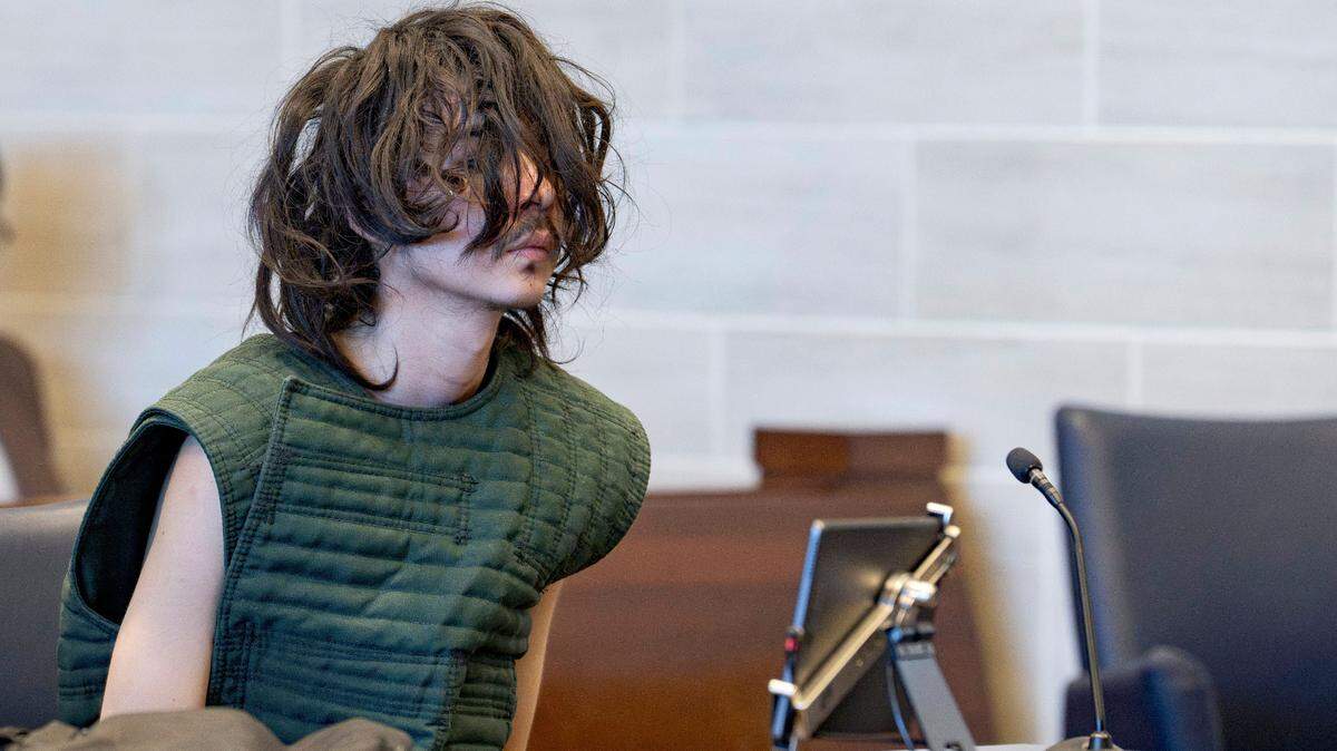 Carlos Reales Dominguez, charged with fatally stabbing two men in Davis and wounding a third victim, appears at Yolo Superior Court on Monday, July 24, 2023, in Woodland before a trial to determine if he is mentally fit to stand trial.