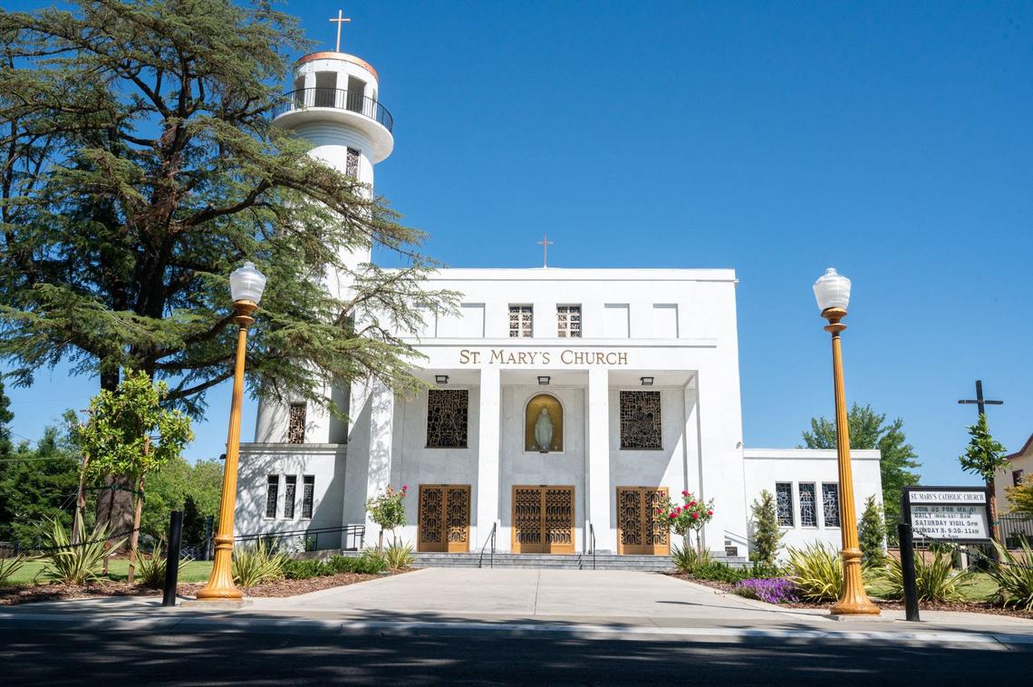 St. Mary’s Catholic Church stands in the afternoon sun at 58th Street and M Street in East Sacramento on Wednesday. The church was founded in 1906, at which time it held masses in Italian.
