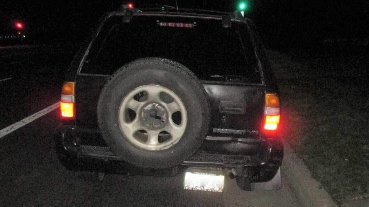 Police officers stopped this vehicle seen about 2 a.m. Thursday Feb. 6, 2020, in Elk Grove, California and arrested two people on suspicion of stealing a catalytic converter.