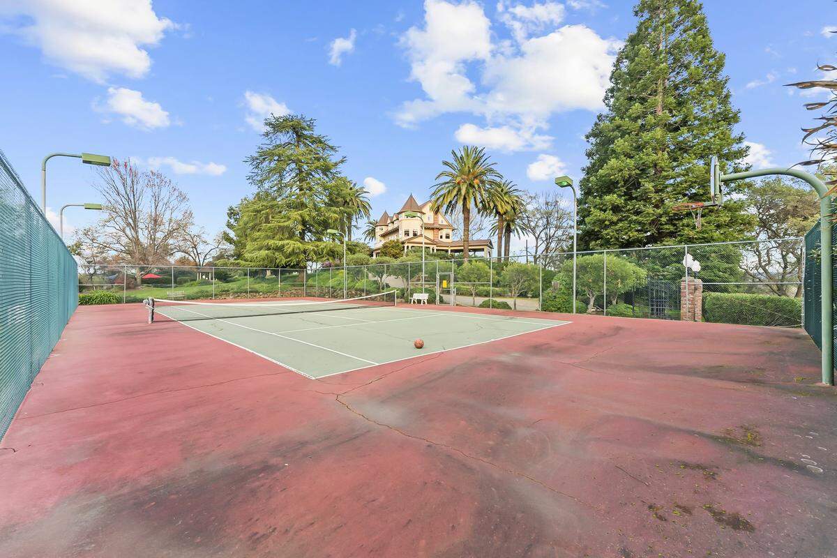 Pendleton Hyholme sits on a hill overlooking the lighted sports court below.