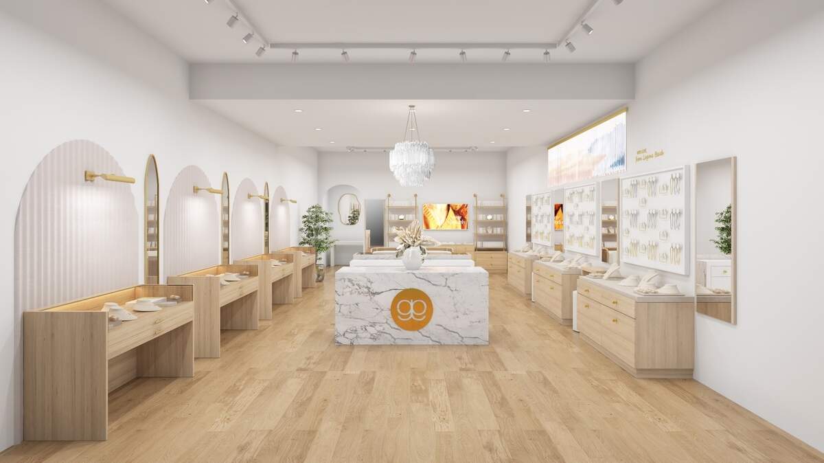An artist’s rendering shows the interior of the new Gorjana store at the Westfield Galleria in Roseville, which is set to open on Wednesday, March 27, 2024.