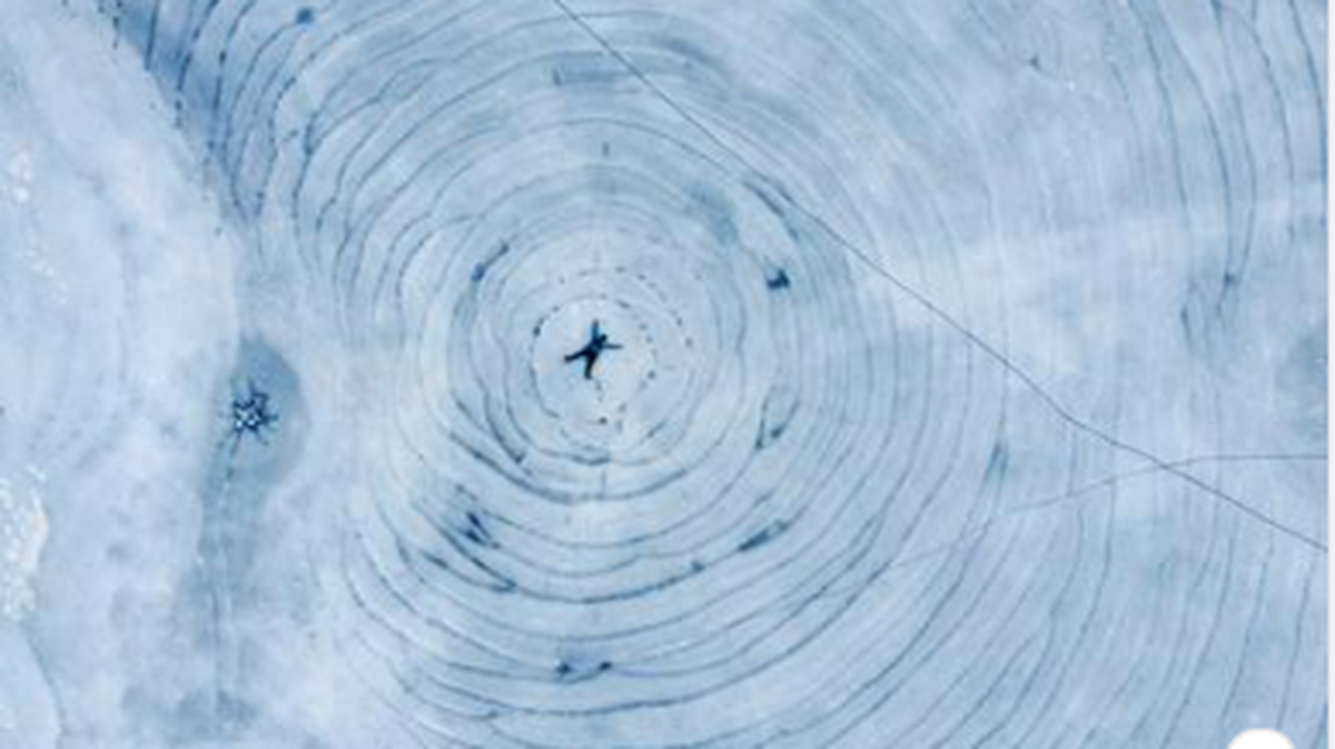 Author and travel guide Luc Mehl says he counted as many as 50 rings at one spot and the circles spread out nearly 300 feet. That’s a skating companion Kevin Kelly at the center of the circle.