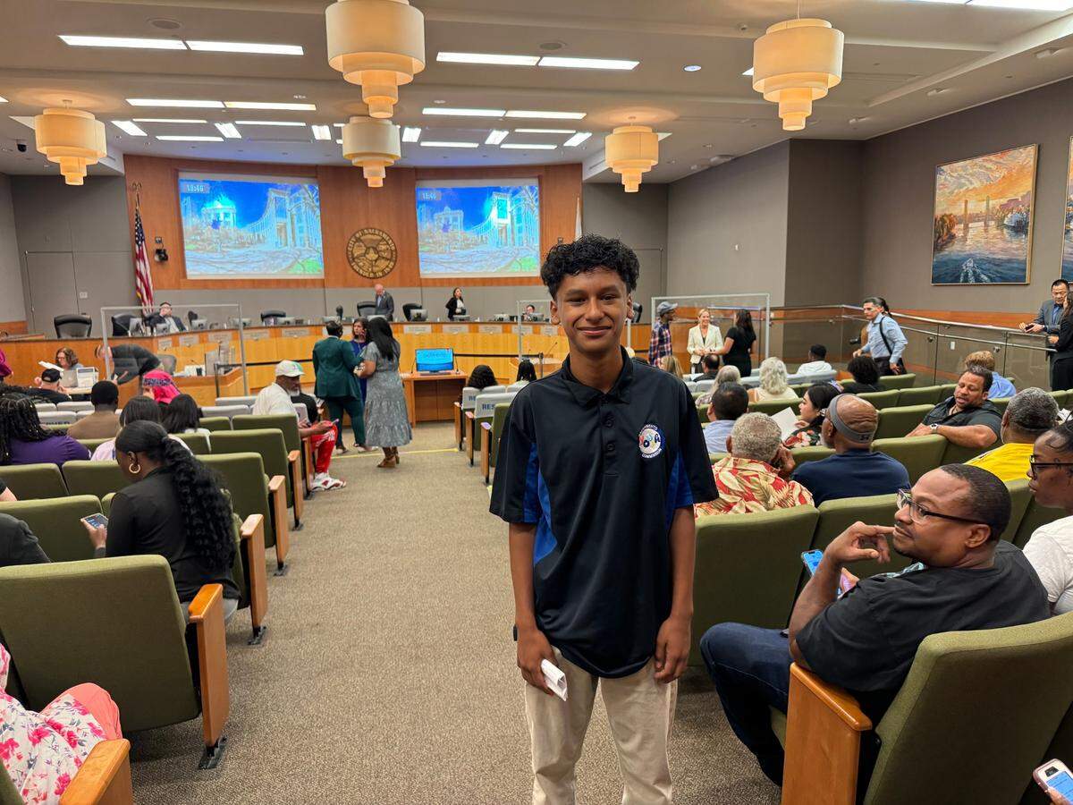 Sacramento Youth Commission Chair Reyes Rios awaits his opportunity to speak Sept. 10 to the Sacramento City Council about a strategic investment plan for Measure L funds. He helped to develop it.