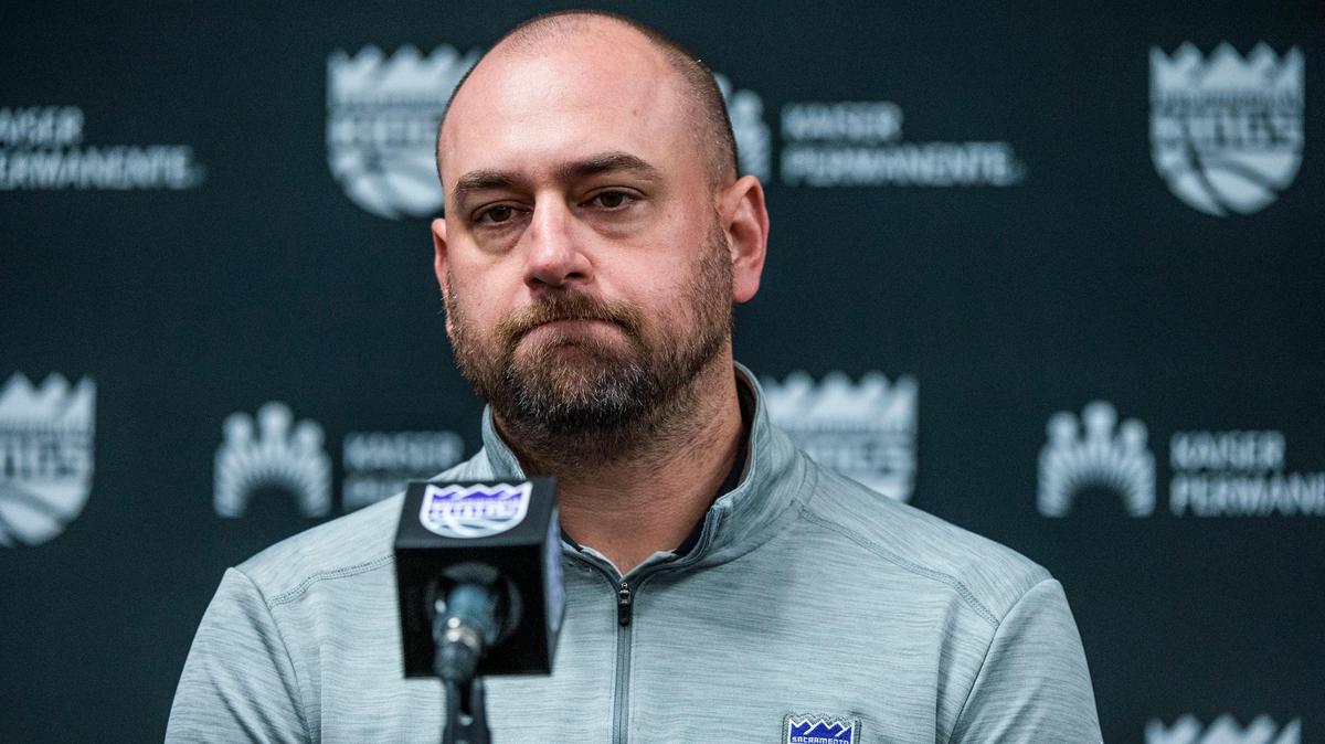 Sacramento Kings General Manager Monte McNair talks to the media during a press conference on Sunday, Nov. 21, 2021, and explains why he fired Luke Walton, made Alvin Gentry the team’s interim head coach and still expects to make playoffs.