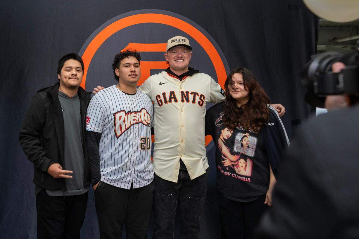 San Francisco Giants pitcher Logan Webb, a Rocklin native, has his photograph taken with fans during the Giants Fanfest at Sutter Health Park on Feb. 1. Webb is the Giants’ ace and Opening Day starter.