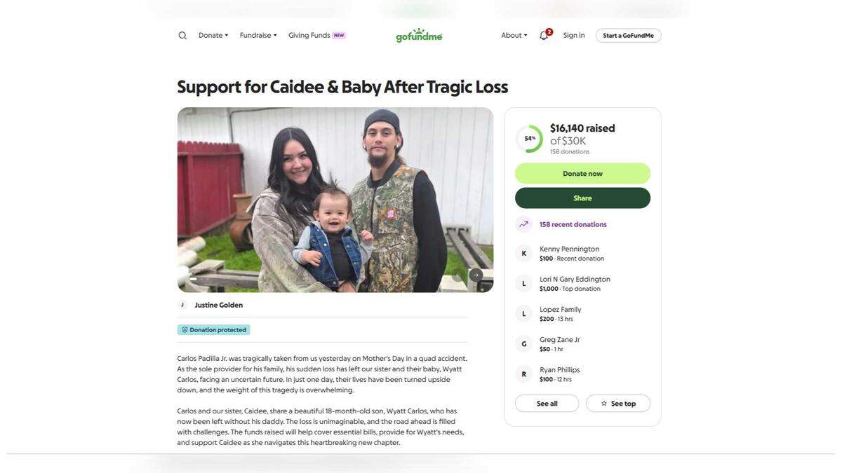 The GoFundMe following Carlos Padilla Jr.'s death had raised more than $16,000 toward its $30,000 goal as of Tuesday.