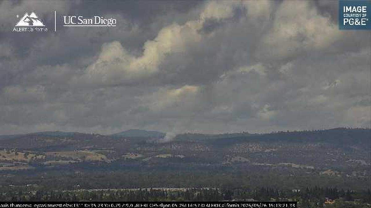 The Superior Fire is seen burning near Lincoln in Placer County, as seen Tuesday, May 26, 2026, from a wildfire surveillance camera atop Thunder Valley Casino and Resort.