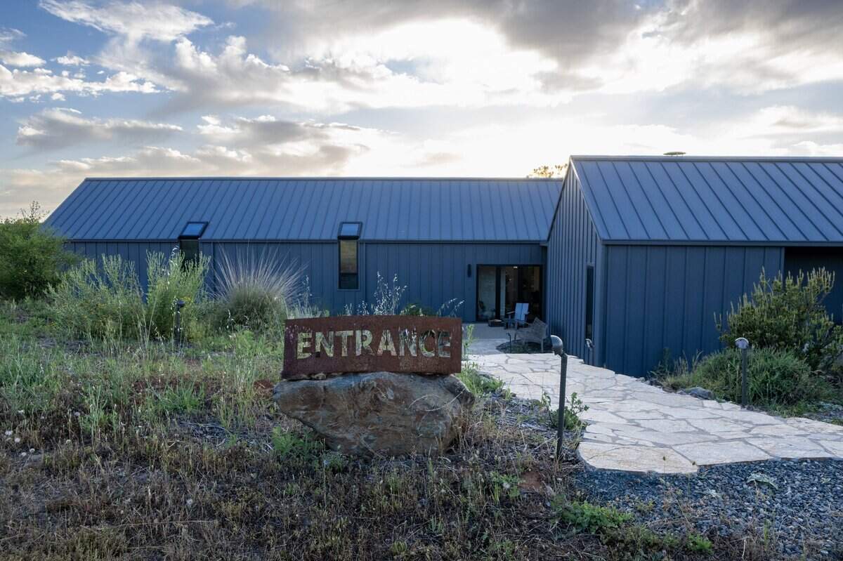 The front entrance to Stephanie and Paul Ladeira's Blue Ruby Farm in Browns Valley earlier this month.