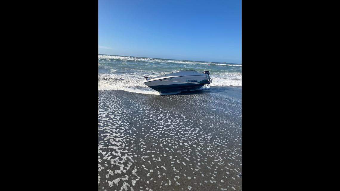 A boater was rescued after a man with binoculars spotted his boat caught in heavy surf off the Oregon coast, authorities said. 
