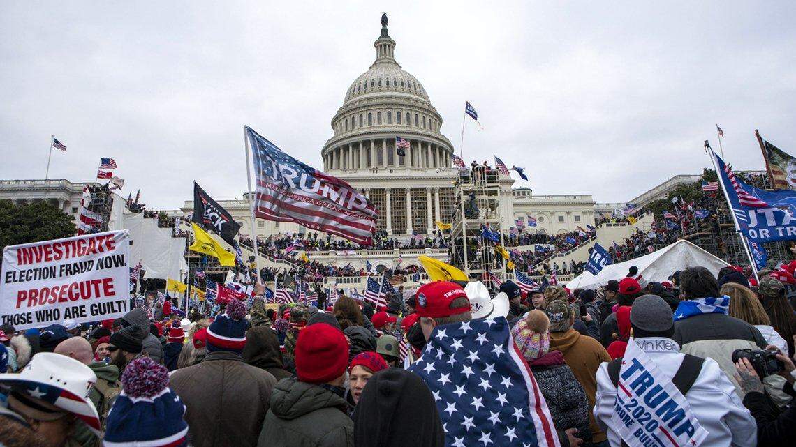 FILE - In this Jan. 6, 2021, file photo insurrections loyal to Donald Trump rally at the U.S. Capitol in Washington, D.C.