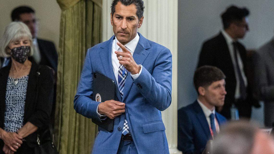 Speaker Robert Rivas, D-Hollister, works the Assembly floor at the state Capitol in Aug. 2024. On Tuesday, Rivas oversaw Assembly members as they moved forward four housing affordability bills.