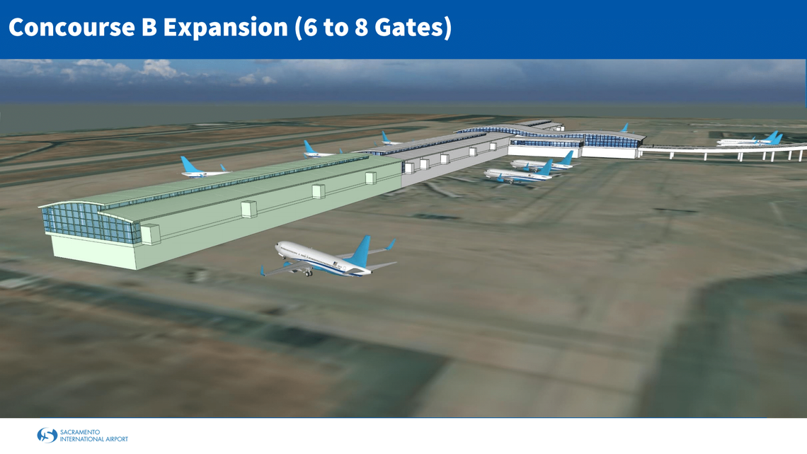 Rendering of Concourse B Expansion, Sacramento International Airport.
