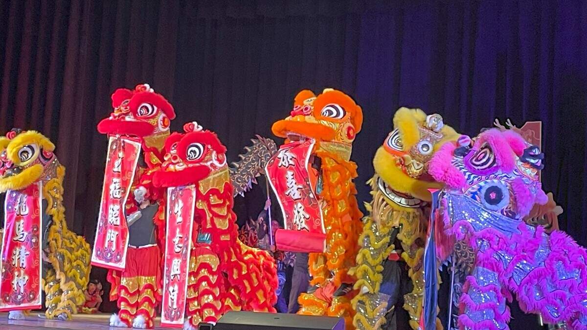 Dragon dancers perform in the opening Chinese New Year ceremony at the Luther Burbank High School auditorium on Feb 24, 2024. This dance paid homage to the Tang Dynasty, which was a “glorious time in Chinese history,” said Shiqiao Li, the co-president of the Chinese New Year Cultural Association.