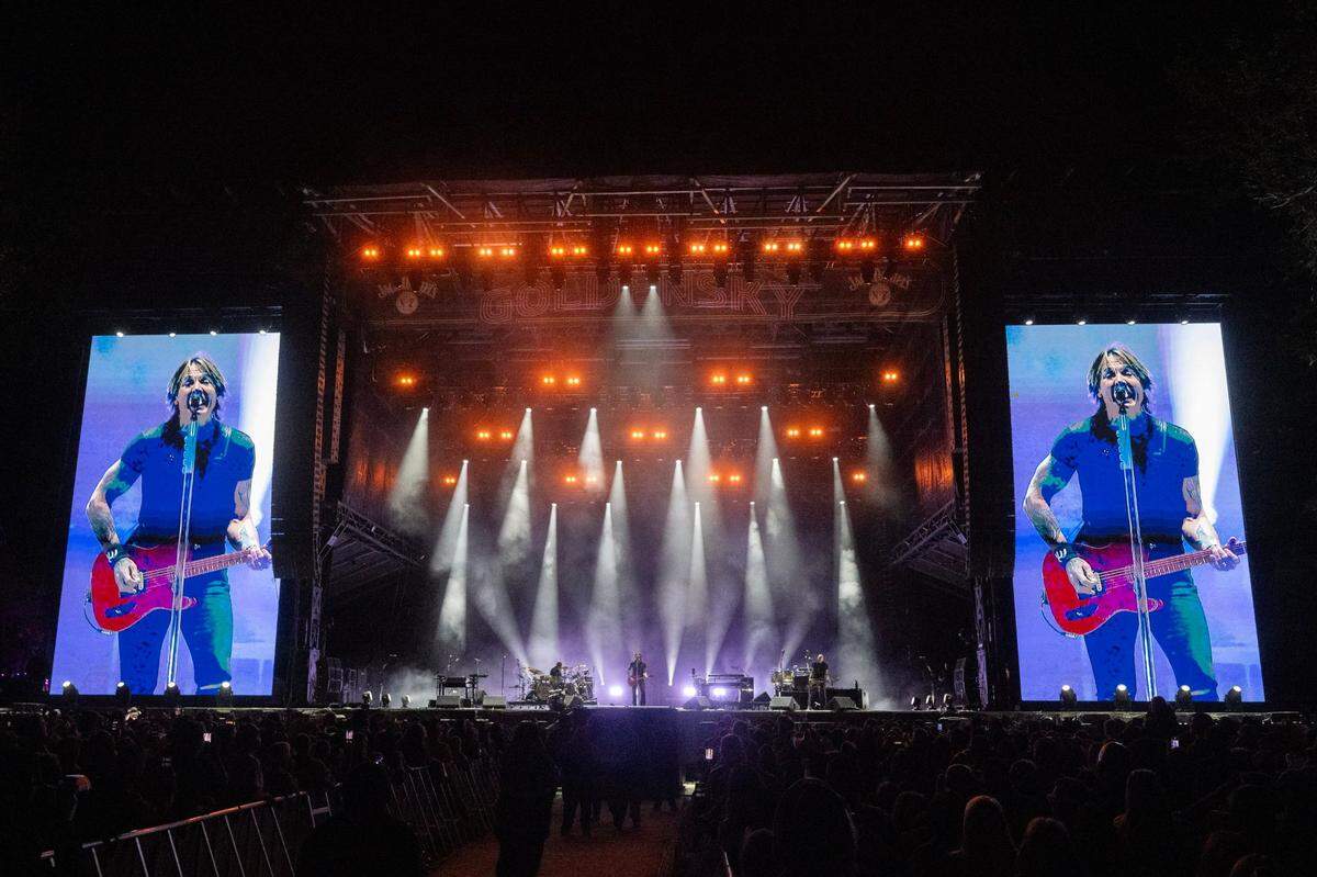 Keith Urban performs during the GoldenSky Country Music Festival at Discovery Park in Sacramento on Friday.