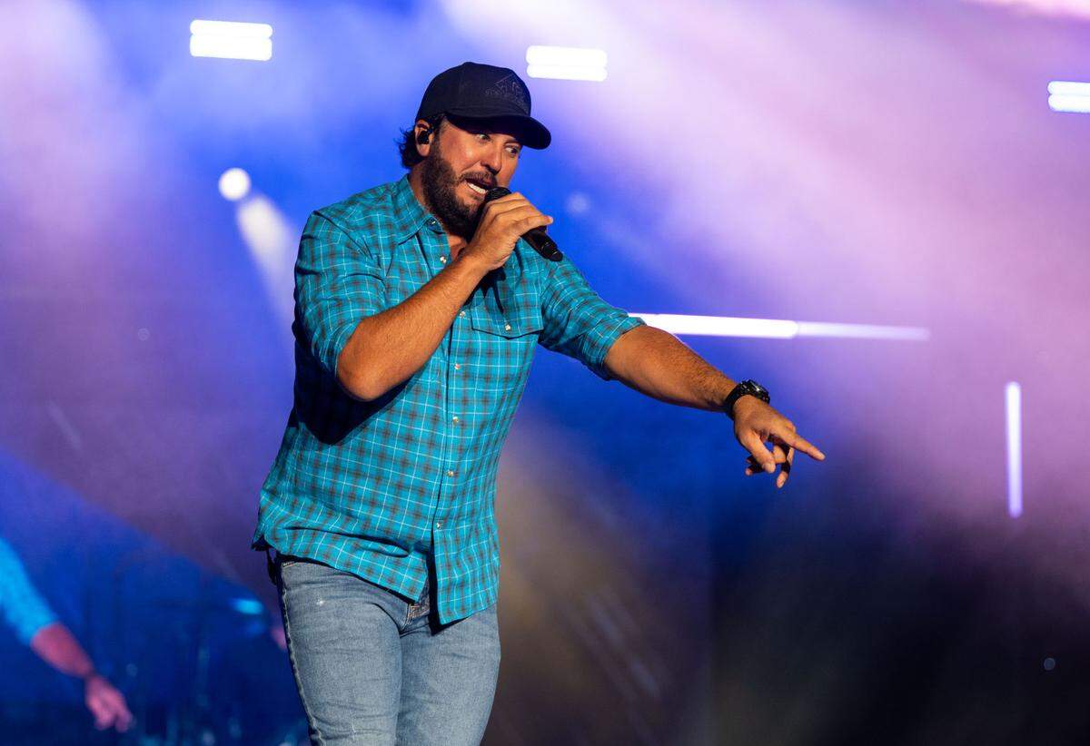 Country music star Luke Bryan closes out the GoldenSky Country Music Festival at Discovery Park in Sacramento on Sunday, Oct. 20, 2024. 