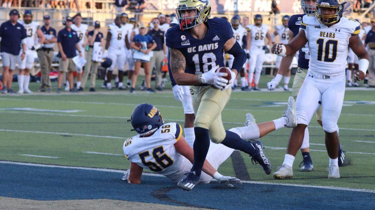 Trent Tompkins rushed for two touchdowns to help UC Davis to a 32-3 win over Northern Colorado on Saturday.