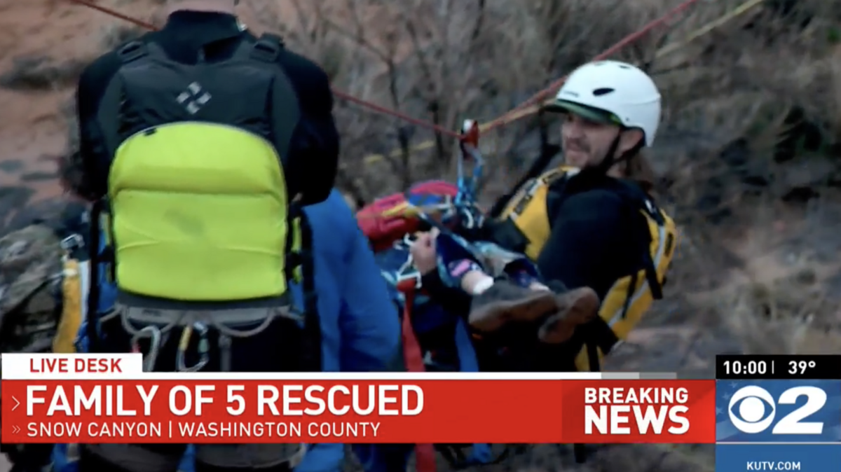 A family of five had to be rescued from raging floodwaters while visiting Utah’s Snow Canyon State Park, officials said.