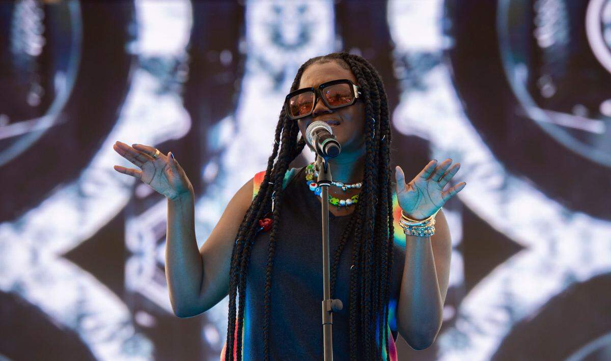 Ama Serwah Genfi, a Ghanaian-American singer known professionally as Amaarae, permorns at Lost in Riddim on Saturday, Oct. 1, 2021, at the Sacramento Railyards district.