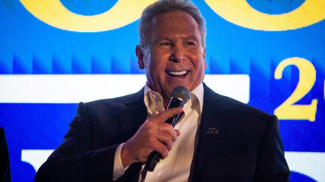 Stephen J. Cloobeck announces his run for California governor during his election night watch party at Papillon Estates on Tuesday, Nov. 5, 2024 in Beverly Hills, Calif. (Jenna Schoenefeld/AP Content Services for Stephen J. Cloobeck)