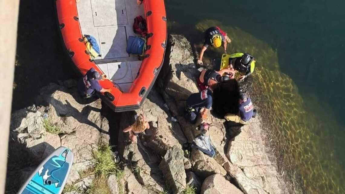 Person rescued from American River after jumping from Rainbow Bridge in Folsom