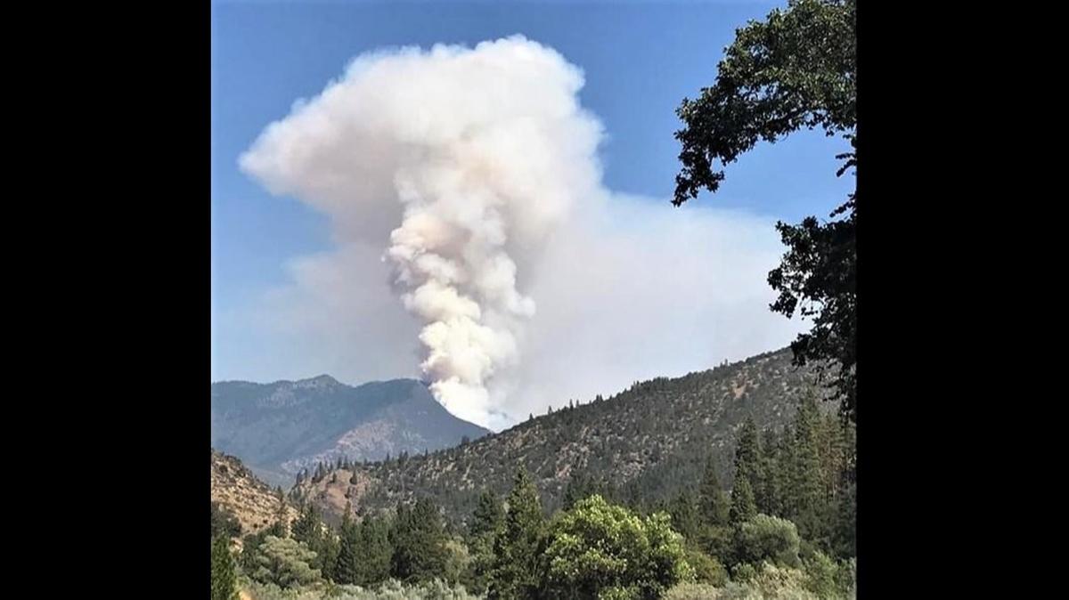 The smoke plume of the Lime Fire, as seen Saturday, Sept. 7, 2019, in Klamath National Forest.