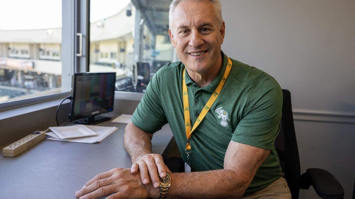 Athletics television broadcaster Steve Sax shares his thoughts on life on Saturday, Aug. 16, 2025, at Sutter Health Park in West Sacramento, where the five-time Major League Baseball All-Star earned All-American honors in high school.