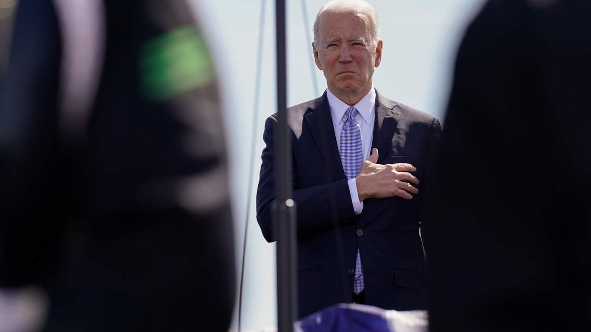 President Joe Biden, seen Saturday at the commissioning of the USS Delaware, issued a statement in the wake of Sunday’s mass shooting in Sacramento.