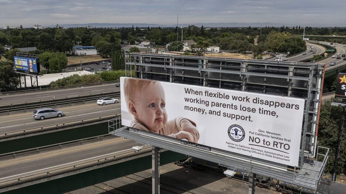 Union sponsors billboard about effects of return-to-office on working parents