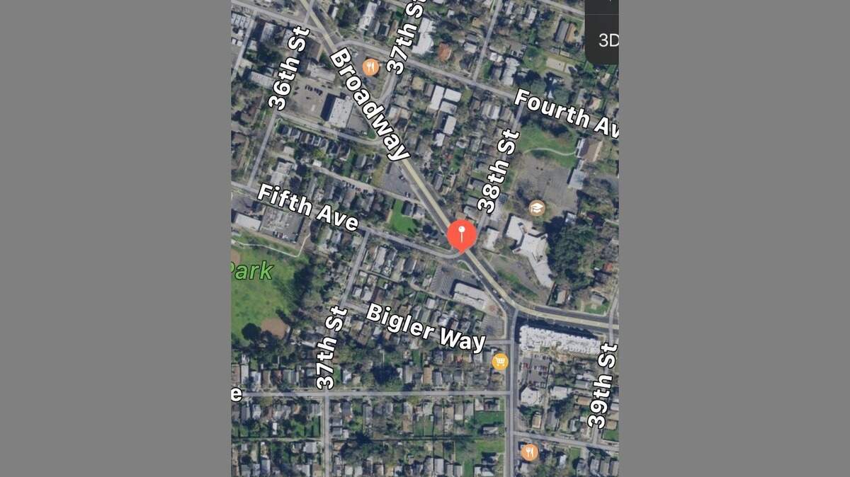 The location of a fatal collision between 5th Avenue and 39th Street in Sacramento.