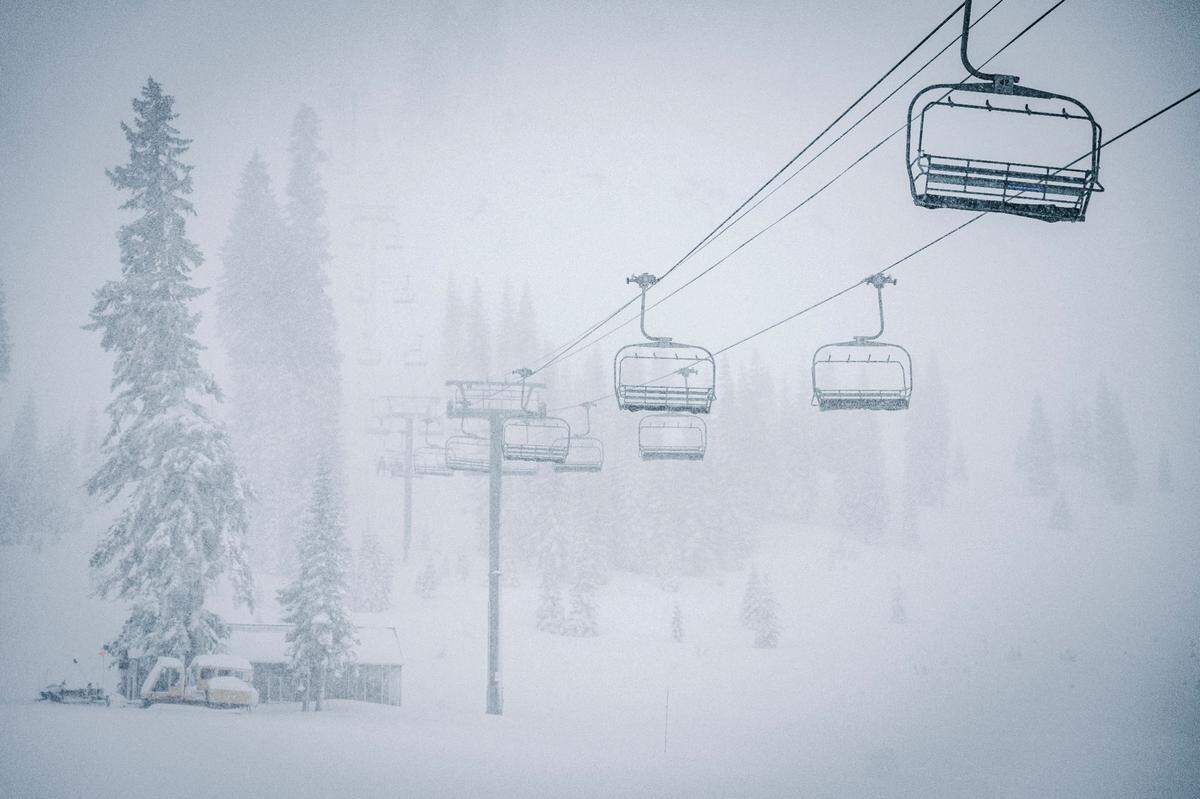 Sugar Bowl Resort during a snow storm on Thursday, Feb. 13, 2025. The ski resort’s summit received 29 inches of snow between Thursday and Friday morning.