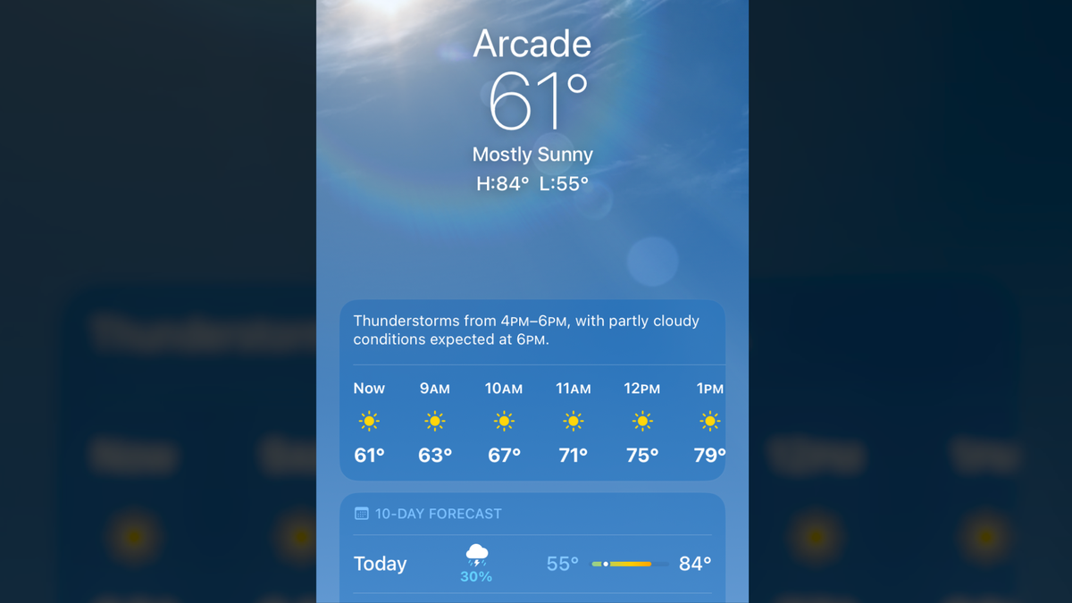 Thunderstorms are in the forecast for portions of Northern California on June 13, 2023. According to the IPhone’s weather app at around 8:30 a.m., wet weather may reach Arden Arcade.