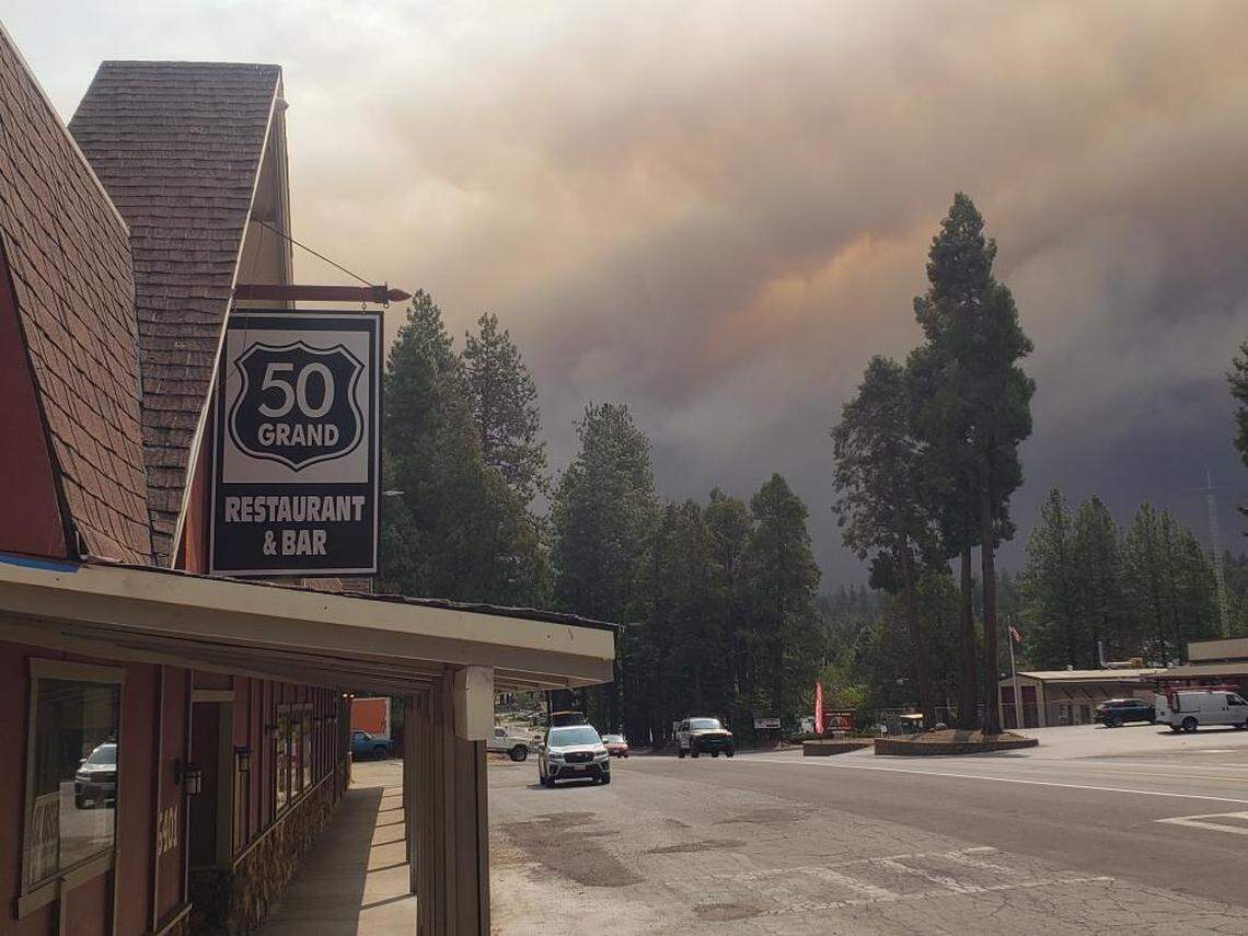 The Caldor Fire, as seen from the 50 Grand Restaurant in Pollock Pines.