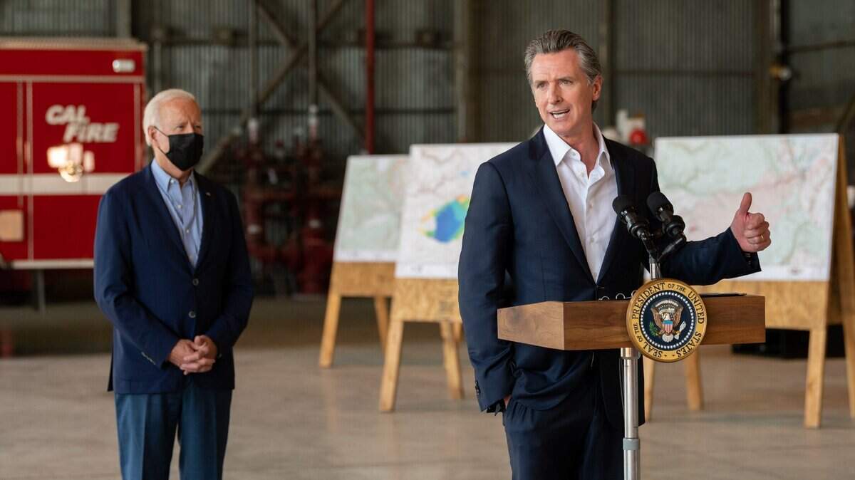 Governor Gavin Newsom with President Joseph Biden at Sacramento Mather Airport on Monday, September 13, 2021 in Sacramento.