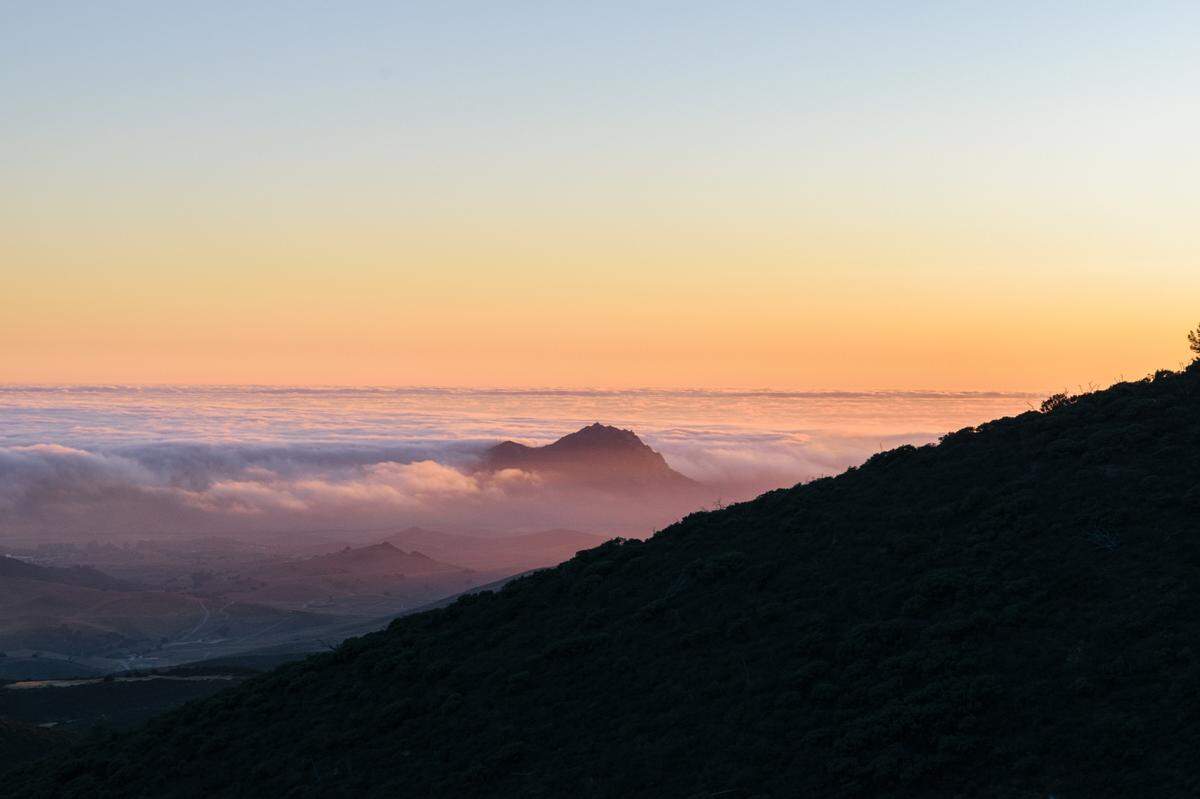 A view of the clouds settling in to the Los Padres National Forest.