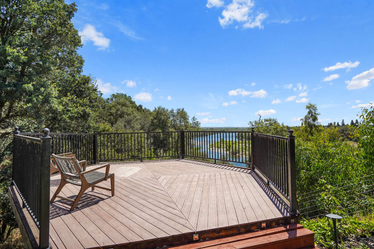 One of the multiple decks overlooking the American River in the Fair Oaks house.