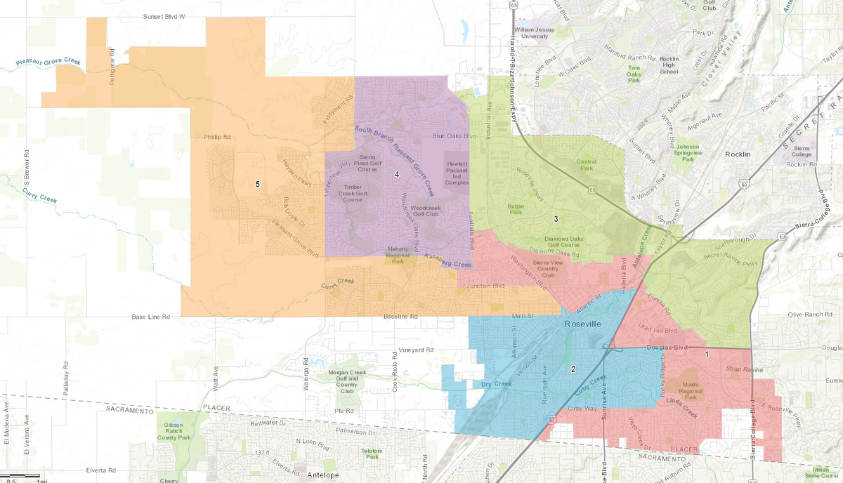 Map 117b, designed by the National Demographics Corporation, was selected by Roseville City Council last month as its new district map for the November 2020 election.