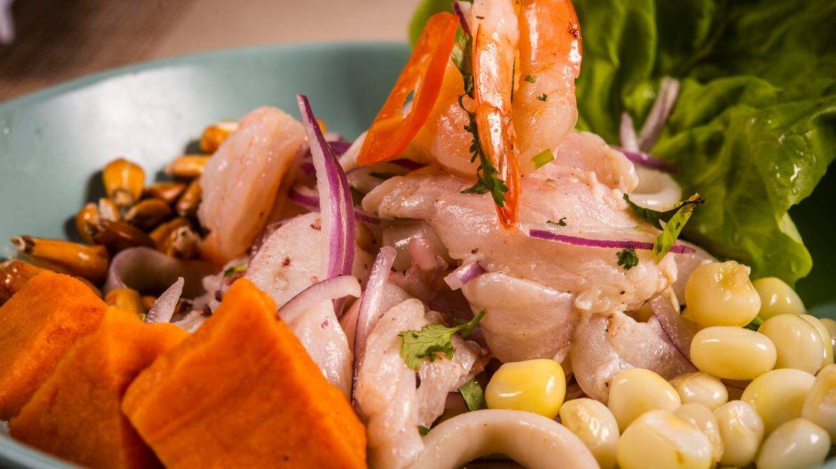 Ceviche Máncora with shrimp, calamari, octopus in lime juice and corn at Chicha Peruvian Kitchen in Citrus Heights on Thursday, Feb. 10, 2022.