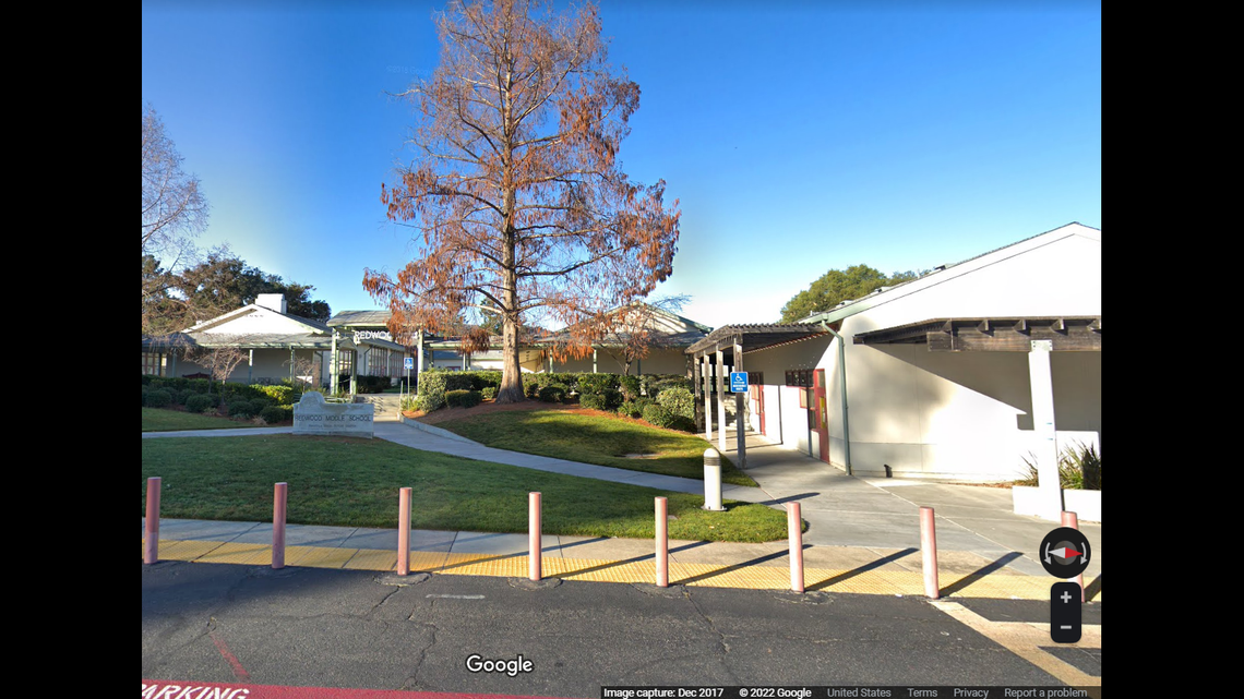 A dark-complexioned doll was found hanging by a noose on a middle school campus, a California district said.