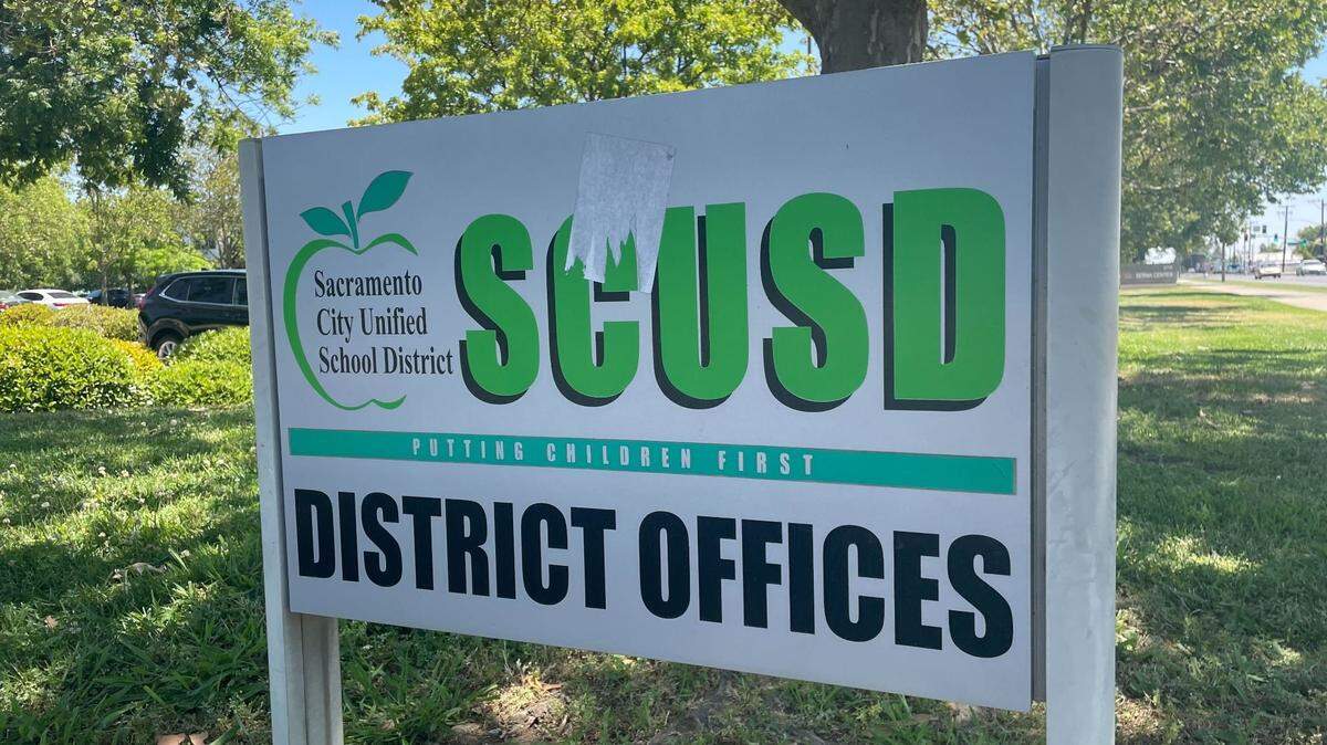 A sign at the Sacramento City Unified School District offices, 5735 47th Ave., seen on June 17, 2024.