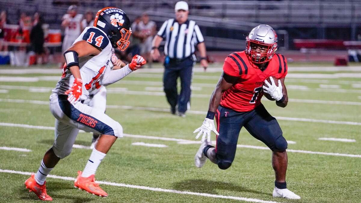 Antelope junior running back Curron Borders (1) ran for five touchdowns in the 35-14 win over Roseville on Thursday.