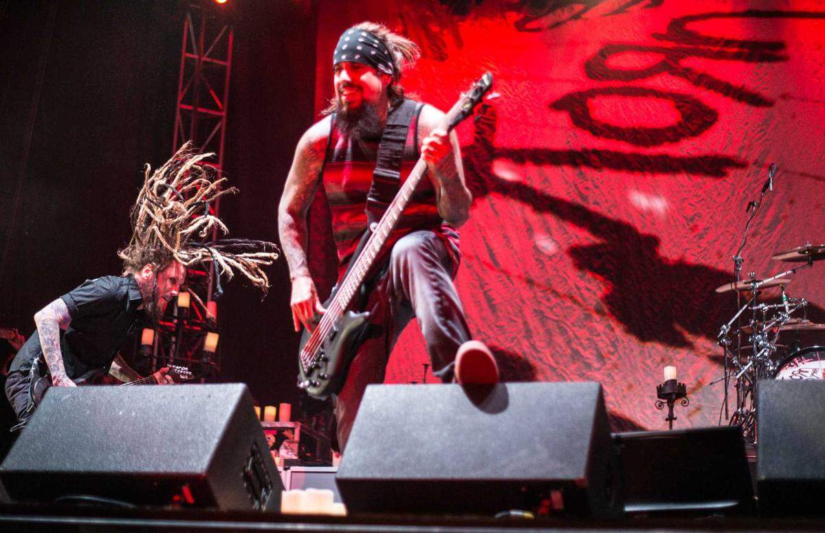 Korn rocks out during their set at the Carolina Rebellion Festival in 2015. The Bakersfield-native hard rock band will headline Aftershock music festival in Sacramento on Saturday.